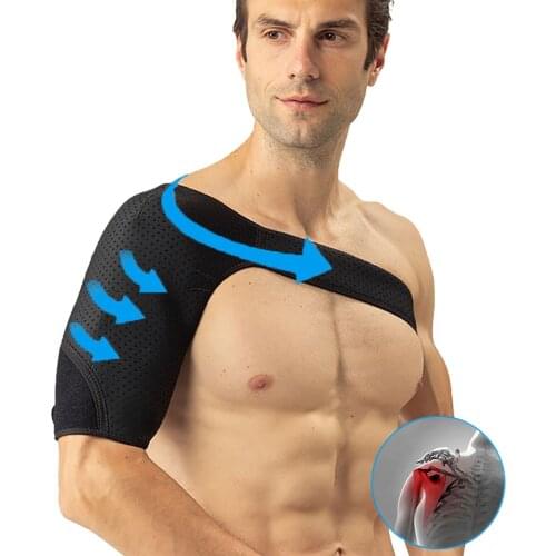 1Pcs Adjustable Gym Sports Care Single Shoulder Support Back Brace Guard Strap Wrap Belt Band Pads Black Bandage Men & Women