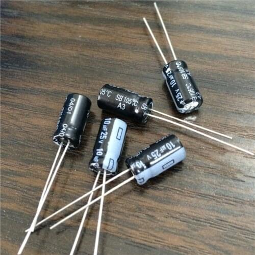 100pcs 10uF 25V TEAPO SB Series 6.3x11mm Low leakage current 25V10uF Aluminum Electrolytic Capacitor