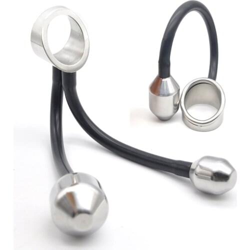 2 Option Stainless Steel +Silicone Cock Ring Heavy Pendent Metal Ball Penis Rings Cbt Sex Toy For Men Gay Stretcher Chastity