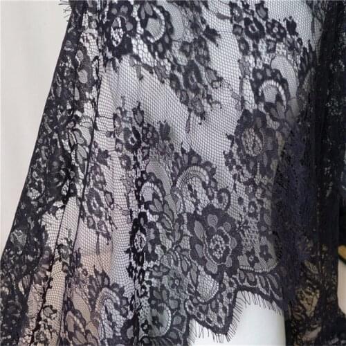 3M French Eyelash Lace Trim In White/Black Scalloped 39CM Wide Lace Fabric DIY Clothing Wedding Decoration Embroidered Lace