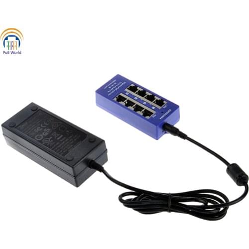 4 port PoE connector Passive Gigabit PoE Injector Mid-span with power supply 24Volt 60Watt output ModeB operation