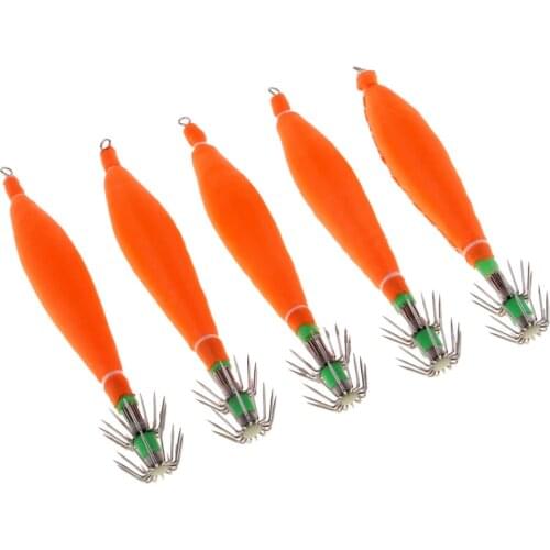 5Pcs 11cm Luminous Dual-layer Split Squid Jig Hooks Durable Octopus Saltwater Fishing Lure Hook Fishing Tackle Tool
