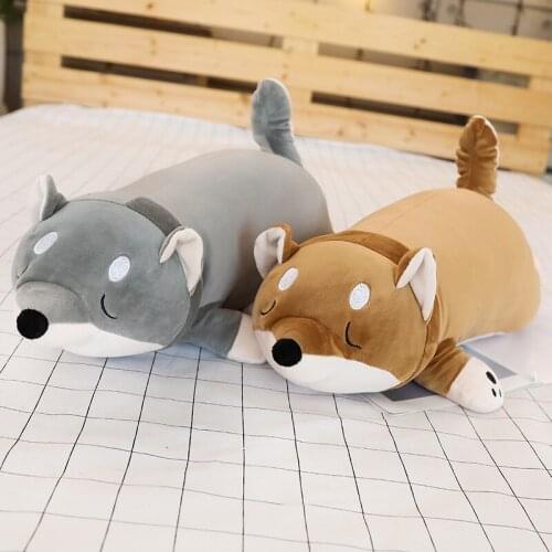 Big Soft Lying Plush Husky Stuffed Animal Dog Toys Shiba Inu Dog Doll Lovely Animal Children Birthday Gift Corgi Plush Pillow