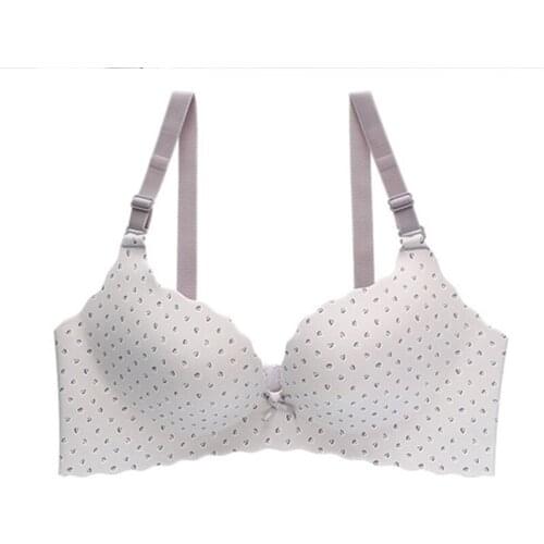 Ladies non-marking bra one-piece printed bowknot thin upper and lower thickness without steel ring comfortable shaping bra FP033