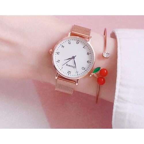 Rose Gold Mesh Strap Womens Fashion Watches Minimalist Ulzzang Luxury Brand Quartz Watch Women Clock Blue Pointer Wristwatches
