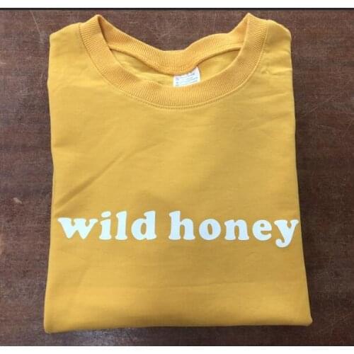 Wild Honey Funny Tumblr Sweatshirt Long Sleeve Graphic Outfit Unisex Funny Fashion Clothes Jumper Girl Yellow Hoodie Tops