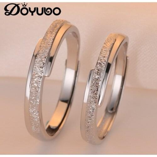 DOYUBO Original CZ Engagement Couple Rings Set For Lovers Real 925 Sterling Silver Fashion Wedding Rings For Men And Women VB242