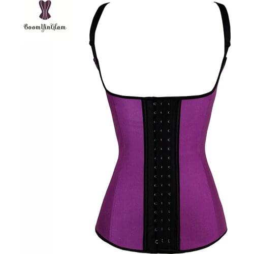 Purple Latex Corset Vest Korset Waist Trainer Spiral Steel Boned Korsett For Women Gym Sport Outfit Plus Size 6XL Bustier Gorset