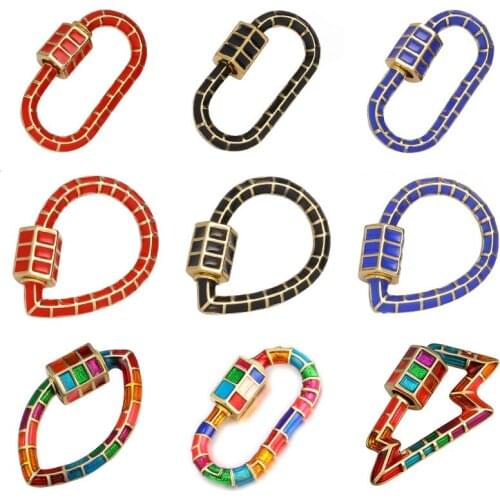 Juya DIY Handicraft Enamel Locket Carabiner Screw Lock Clasps Accessories For Handmade Gothic Pendant Jewelry Making Supplies