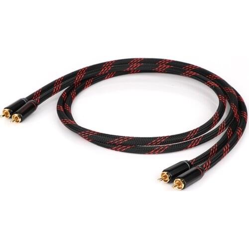 1 pair hi-end copper RCA interconnect cable hifi audio RCA male to male extension cable gold plated RCA connector plug cable