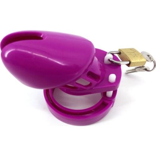 Purple JJ Lock Cock Rings Male Chastity Device Plastic Chastity Cage Men CB6000 Penis Cage Sex Toy for Men Adult Game