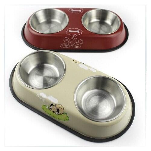 Fashion golden retriever feeder dog food bowl pet stainless steel double bowl for dogs slow feeder pet supplies free shipping