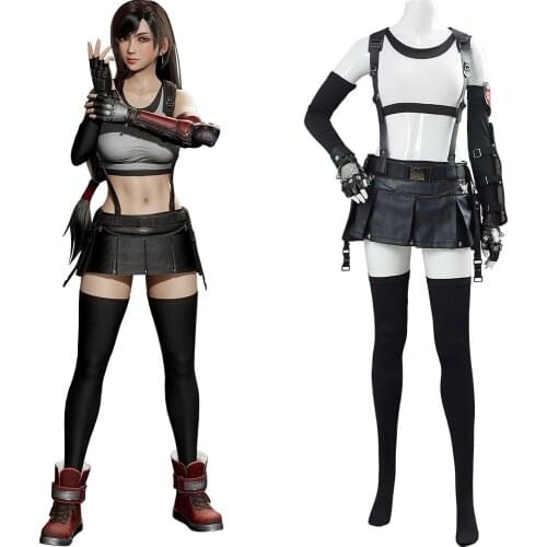 Final Fantasy VII 7 Cosplay Remake Tifa Lockhart Cosplay Costume Outfit Top+Shorts Halloween Costumes For Girls Women