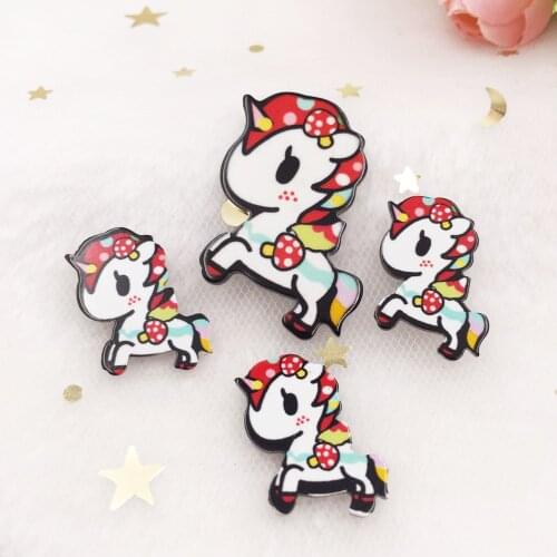 Colorful Kawaii Unicorn Flat back Acrylic sheet Miniature pattern applique DIY scrapbook Decor home Craft christmas figurines