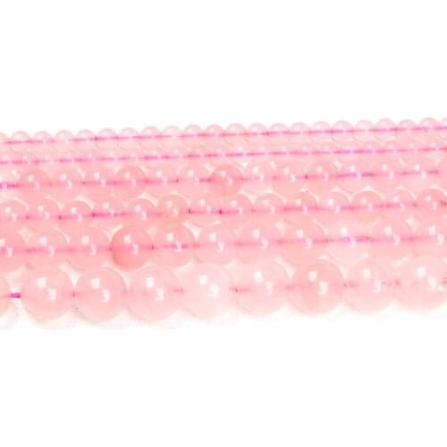 Natural Quartz Round Loose Pink Crystal Stone Beads For Jewelry Making DIY Women Bracelet Necklace 4 6 8 10 mm 15 inch