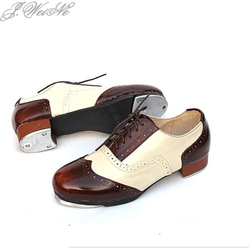 Men Dance shoes Sneakers Sports Women Genuine Leather Tap Shoes Color Matching Lace Breathable High Quality Aluminum Shoe Black