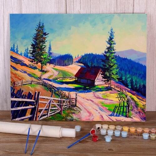 Landscape Autumn Day Painting By Numbers Package Acrylic Paints 50*70 Canvas Pictures Home Decor Children Drawing