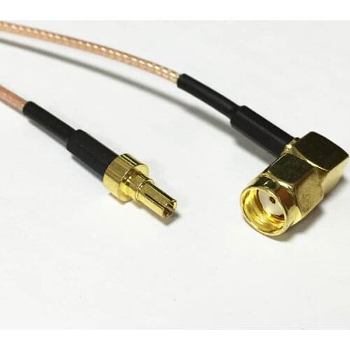 New RP-SMA Male Plug Right Angle Switch CRC9 Male Plug straight RF coax cable RG178 Wholesale 15CM 6" Adapter