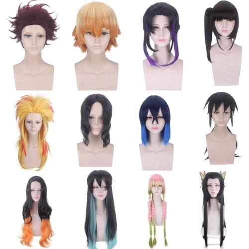 Demon Slayer kimetsu no yaiba Nezuko Tanjirou Kamado Cosplay Wigs Men Women Tomioka Giyuu Heat Resistant Synthetic Hair