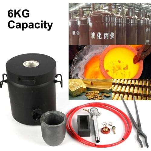 6KG Propane Melting Furnace Graphite Crucible Tongs 1300°C Casting Refining Smelting Precious Metals Gold Silver Tin Aluminum
