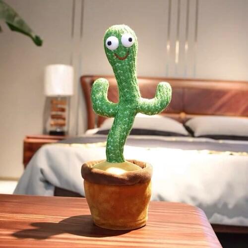 Party Gifts For Favor Dancing Cactus Toy With Smiling Face & Light 120 Songs Prank Singing Plush 28cm Wiggling Ornament Gifts
