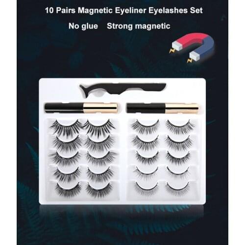Professional Magnetic Eyelashes Set-11x Magnet Fake False Lashes Kit No Glue 3D Mink Eyelashes Magnetic Eyeliner Waterproof