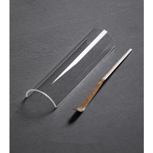 Transparent Glass Tea Spoon Bamboo Tea Stick Spoon Two-Piece Set Household Tea Holder Kung Fu Tea Set Tea Ceremony Utensils