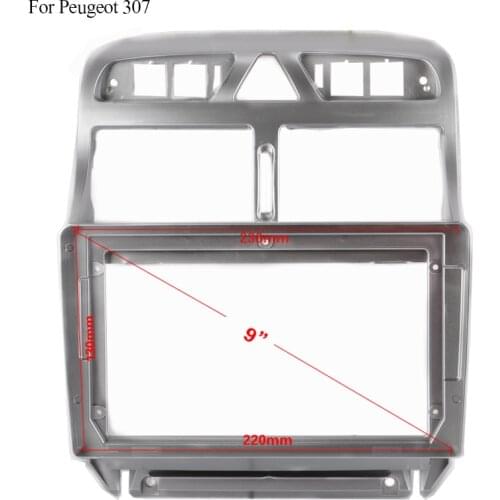 Double Din ABS Plastic Trim Fascia Frame For Peugeot 307 Refit 9 inch Car Android Radio Navigator DVD Mounting Dashboard