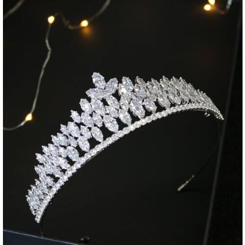 Bridal Luxury Crystal Crowns High-grade Cubic Zirconia Tiaras Women Wedding Headbands