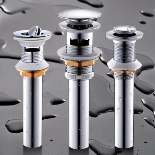 Luxury Bathroom Basin Sink Pop Up Drain & Flip Up Drain Brass with & without Overflow Vanity Sink Waste Drainer 4color