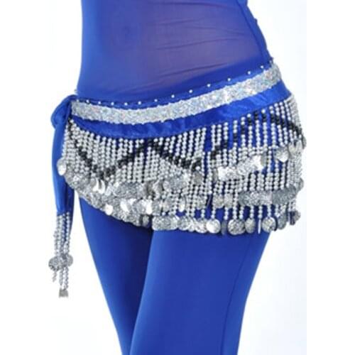 Sexy belly dancing Hip Scarf nice Egyptian style Dancing Hip Scarf Tribal Belt Black with silver coins on Velvet material