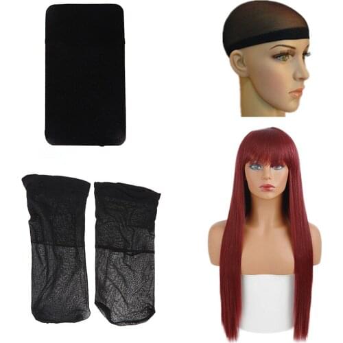 2pcs Elastic Dome Wig Hair Cap Set Breathable Invisible Mesh Hairnets Stretchable Wig Nets Hairdressing Tools for Making Wigs