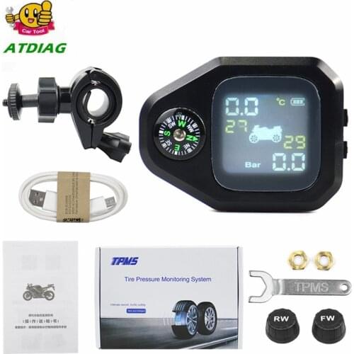 Tire Pressure Monitoring System Solar Motorcycle TPMS with Compass Tire Pressure Monitoring System Motorcycle Tyre Alarm