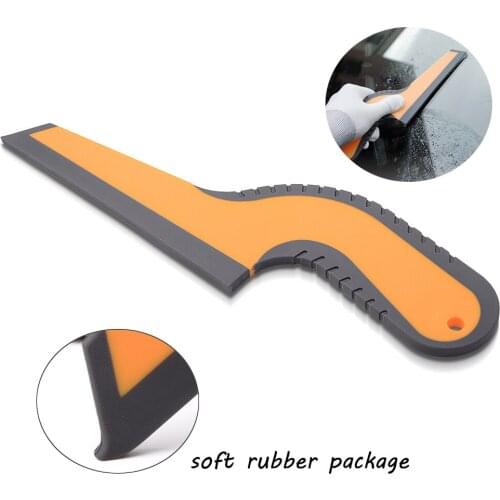 FOSHIO Carbon Fiber Vinyl Rubber Scraper Car Wrapping Tool Windshield Window Snow Water Wiper Household Cleaning Squeegee Brush