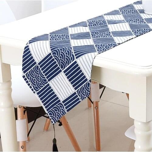 Modern Striped Clouds Sea Wave Table Runner Luxury Coffee Table Cloth Tablecloths Stylish Bed Runner Cover Camino de mesa