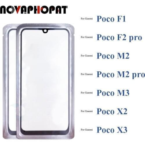 Black Digitizer LCD Sensor Glass For Xiaomi Poco F1 F2 M2 M3 M2 pro X2 X3 Touch Screen Glass lens Panel + With OCA Film