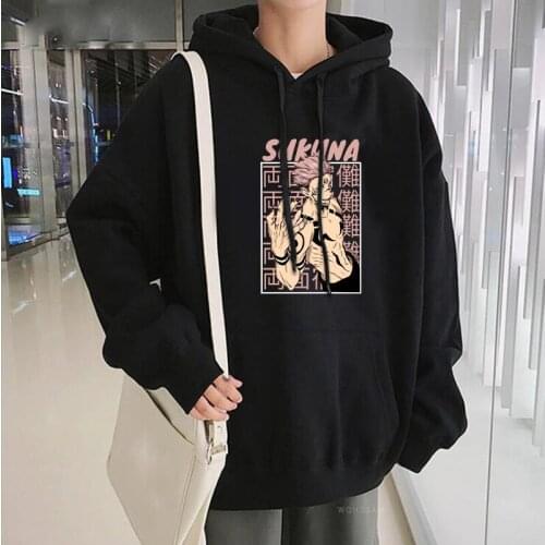 Jujutsu Kaisen Ryomen Sukuna Japanese Anime Hoodie Tops Unisex Fashion Street Oversized Winter Warm Harajuku Hooded Sweatshirts
