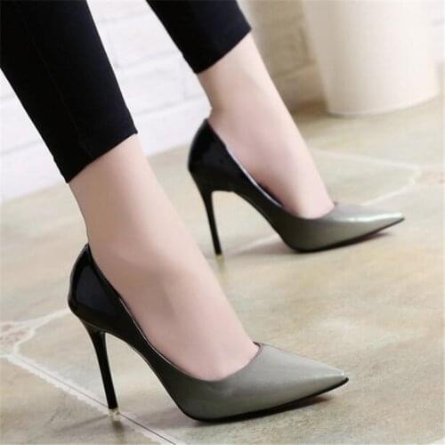 Women Pumps Brand Thin High Heels Black PU Slip On 10CM Pointed Toe Dress Sexy Party Wedding Office & Career Shallow Women Shoes