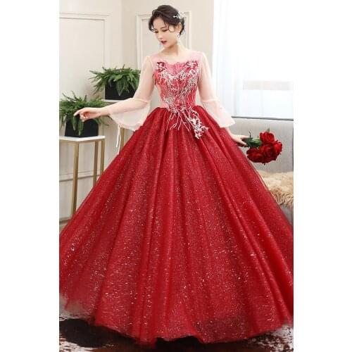 Vintage fairy embroidery flare sleeve long dress gown Medieval Victorian Ball stage performance/can customs size