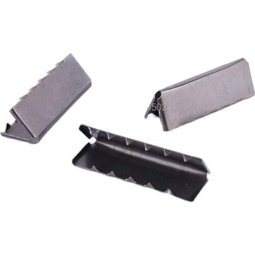 30pcs black color Ribbon Crimp metal Cord End Caps Cord for Webbing rope hardware accessories