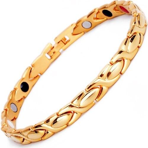 Healthy Magnetic Stainless Steel Bracelet for Women Power Therapy Magnets Magnetite Bracelets Bangles Men Health Care Jewelry