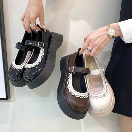 One Word Buckle Round Head Shallow Mouth Womens Shoes Spring And Summer New Lolita Japanese Jk Small Leather Shoes