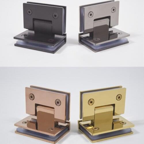 1Pcs 304 Stainless Steel 90 Degrees Screen Frameless Glass To Glass Hinge Shower Enclosure Black Gold Bronze Red Rose Mirror