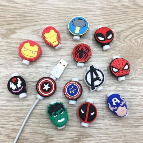 1Pcs Silicone Marvel USB Protector Cable Case Clip For IPhone Cover Winder Cord Protector Wire Organizer For Iphone Android