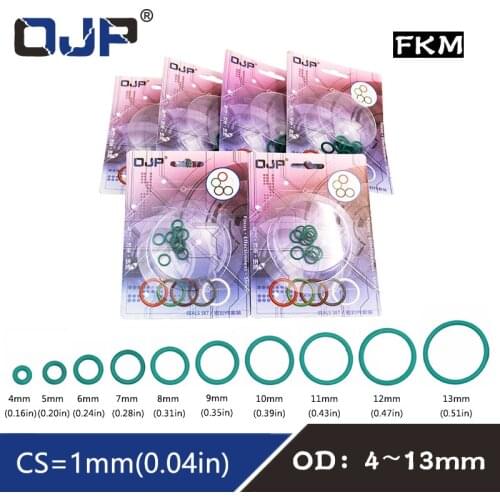 10PC Fluorine rubber Ring FKM O Ring Kit OD4/5/6/7/8/9/10/11/12/13*CS1mm Sealing O-ring Washer Gaskets Oil Ring Fuel Set Box