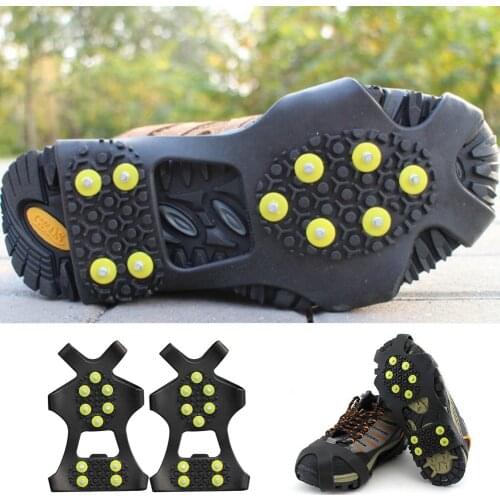 10 Teeth Ice Gripper For Shoes Women Men Crampons Ice Gripper Spike Grips Cleats Snow Studs Non-Slip Climbing Hiking Covers