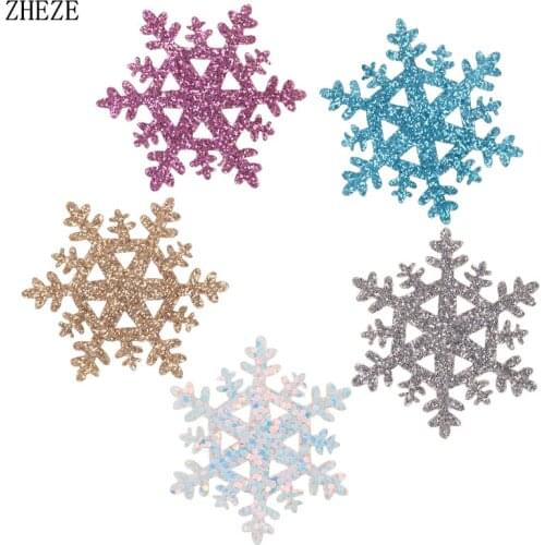 100Pcs/Lot Christmas Snowflake Pattern Felt Pad DIY Hair Accessories For Girls Party Decoration New Year Accesories Mujer
