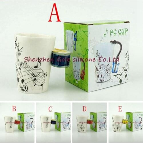 15pcs/lot Creative Music Violin Style Guitar Ceramic Mug Coffee Tea Milk Stave Cups with Handle Coffee Mug Novelty Gifts