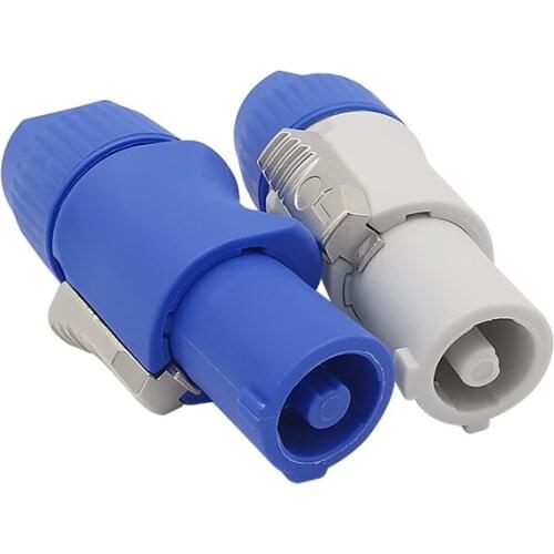 2PCS 3Pin NAC3FCA NAC3FCB Male Plug Blue (Input)+White (Output) Plug+Female Socket 20A 250V AC Power LED Speakon Conne