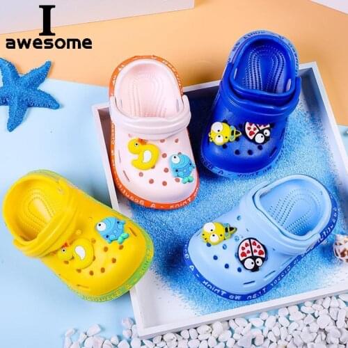2021 New Cute Cartoons Children Kids Mules Clogs Summer Croc Garden Beach Slippers Sandals Cave Hole Baby Shoes For Boys Girls